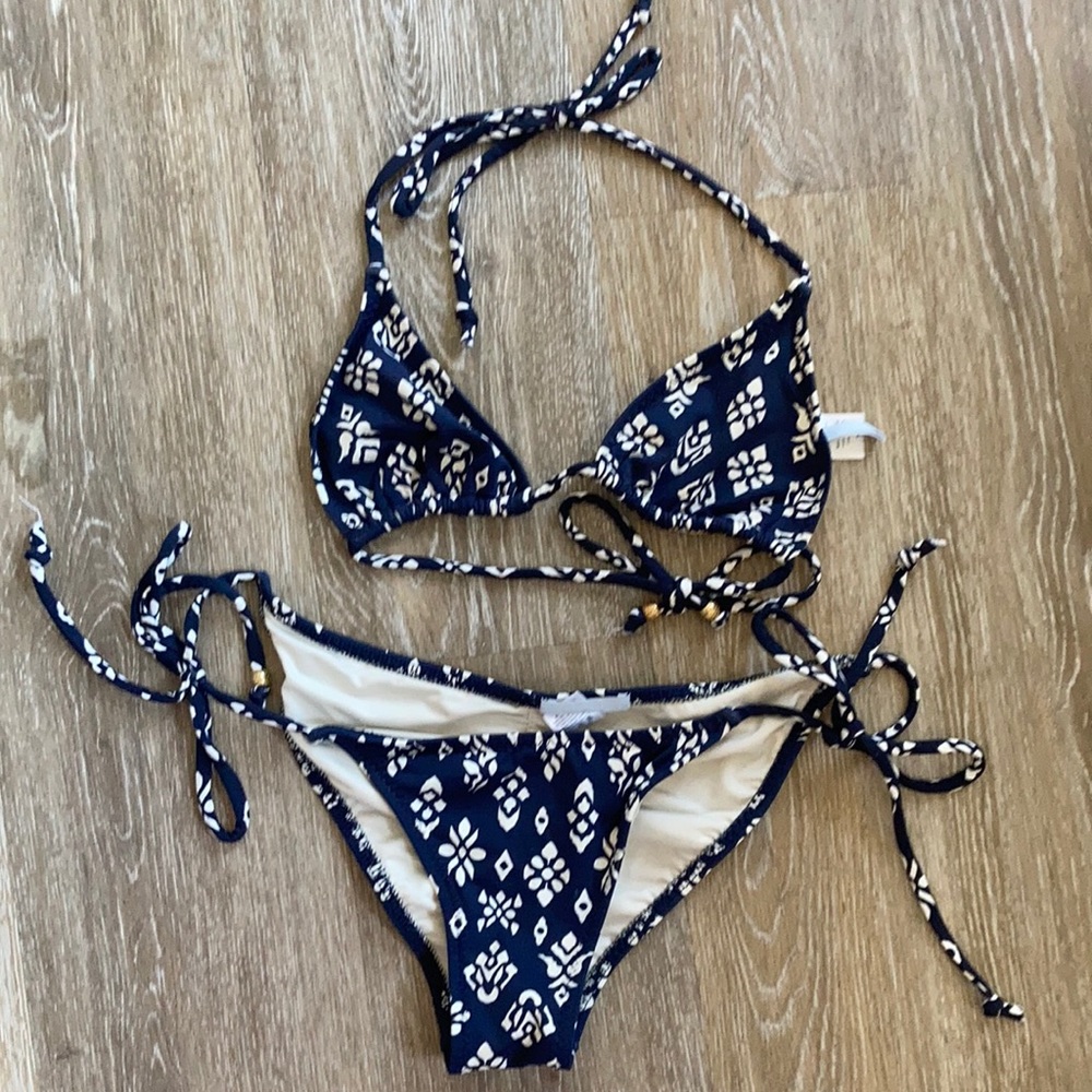 Eberjey printed string bikini top and bottom